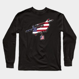 Lifting CH-47 Chinook Helicopter US American Flag Long Sleeve T-Shirt